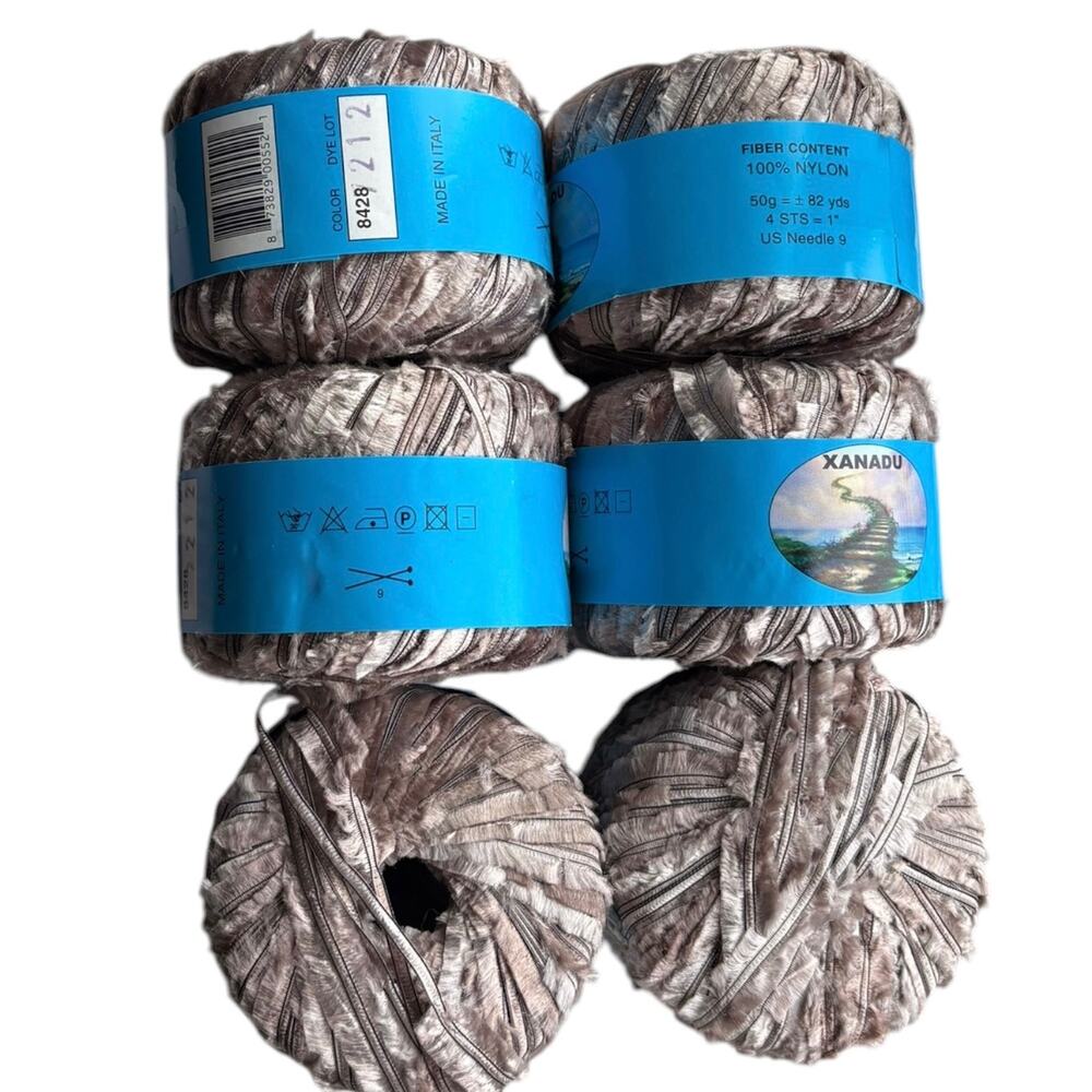 Vintage novelty yarn Xanadu Ribbon Yarn Taupe ribbon yarn Made in Italy